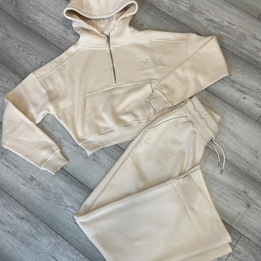 Beige wide leg tracksuit